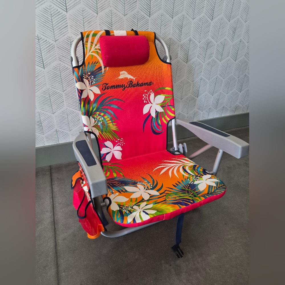 Tommy Bahama Tropical Red and Orange Beach Chair